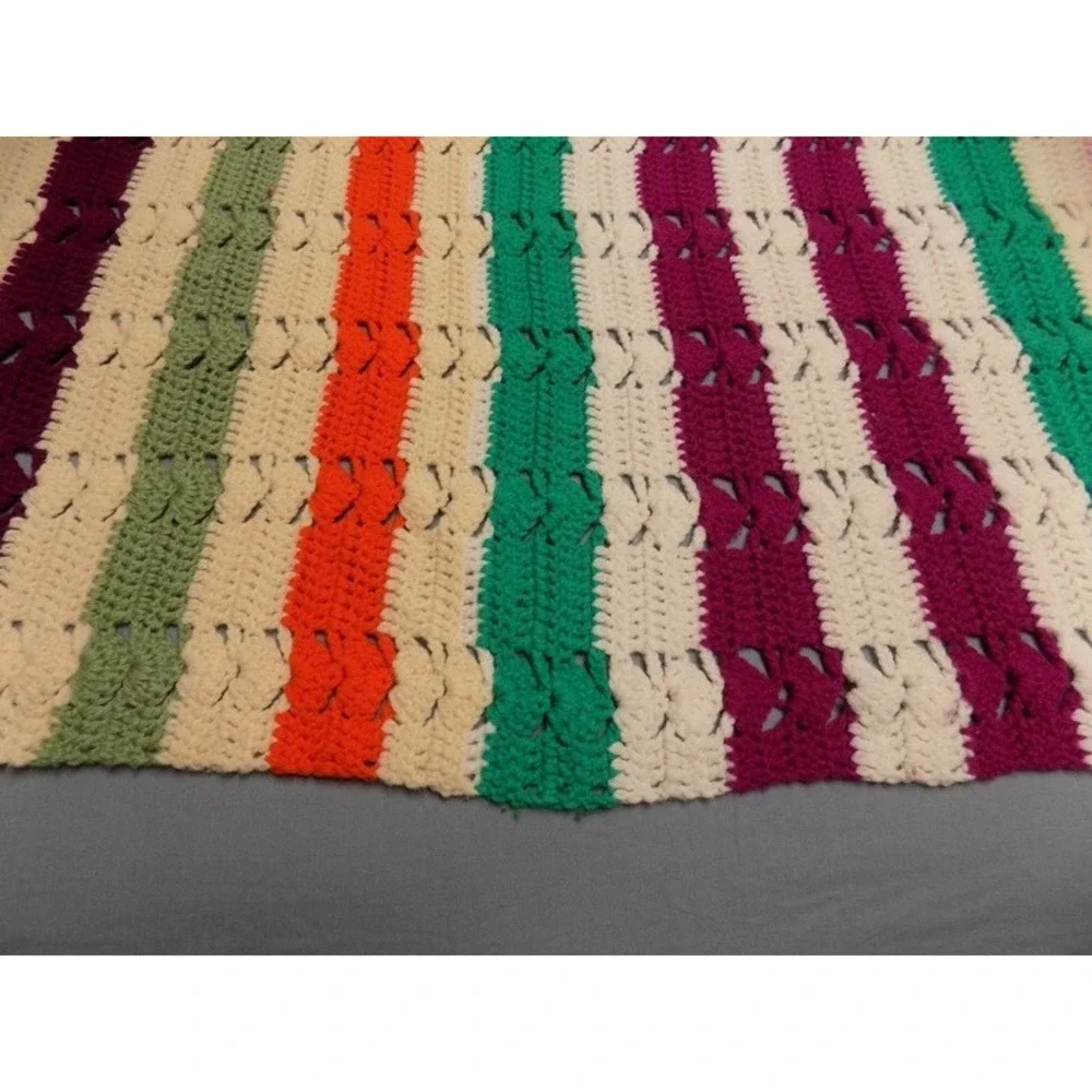 Vintage Striped Grannycore Afghan 47